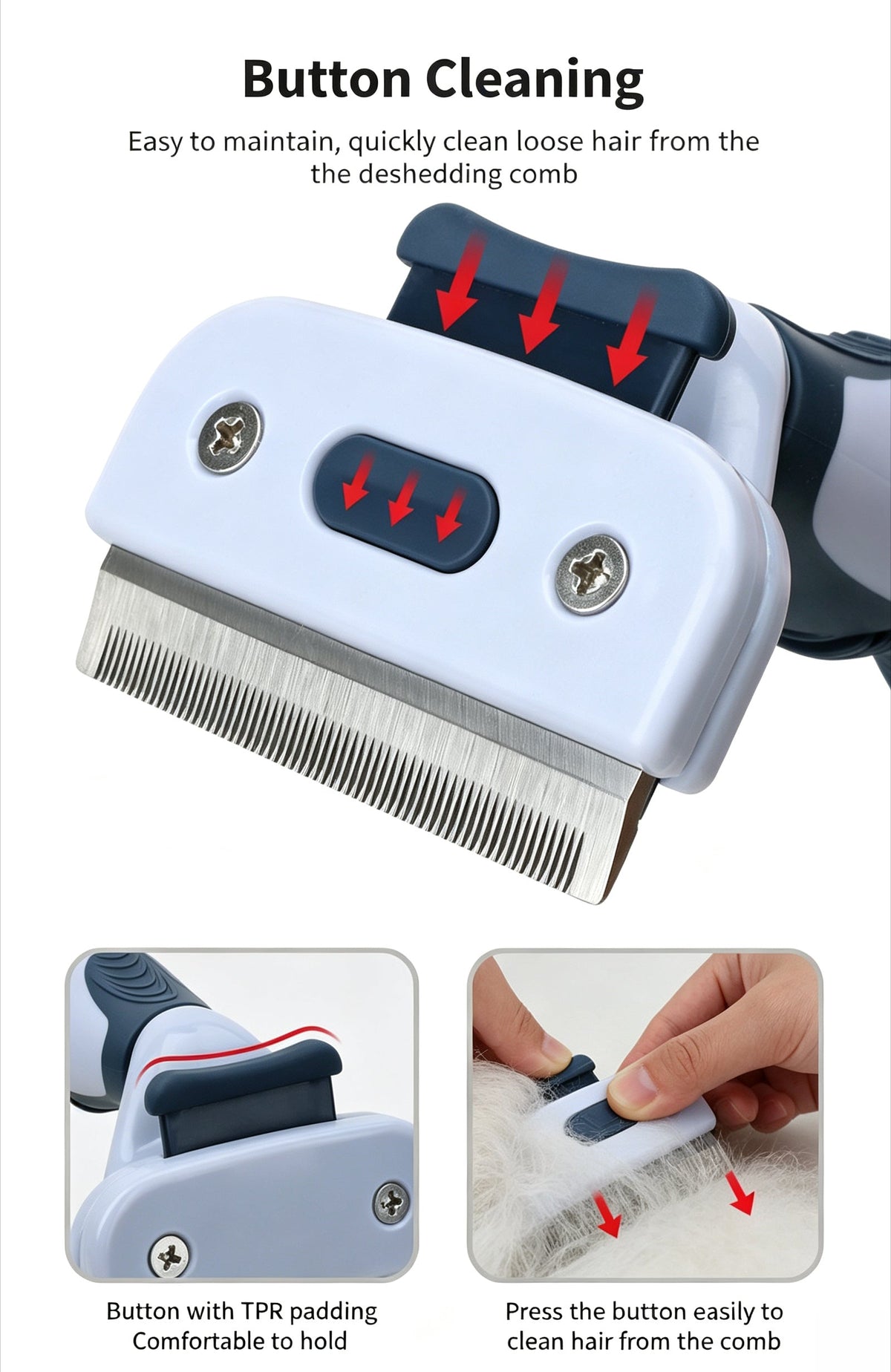 Pet Deshedding Tool for Dogs & Cats, Professional Pet Grooming Brush Removes Loose Undercoat Hair