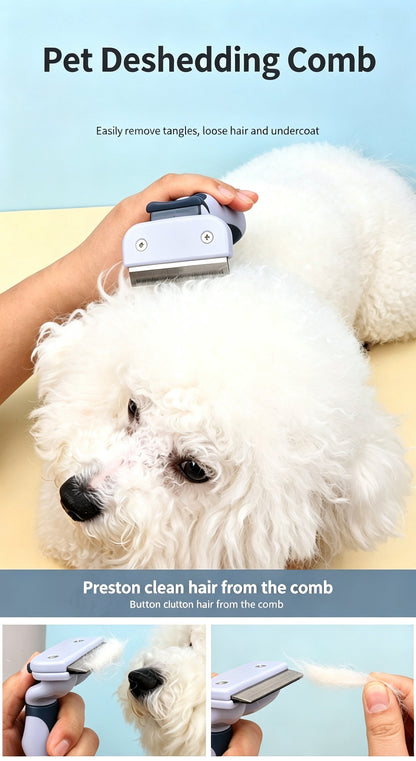 Pet Deshedding Tool for Dogs & Cats, Professional Pet Grooming Brush Removes Loose Undercoat Hair