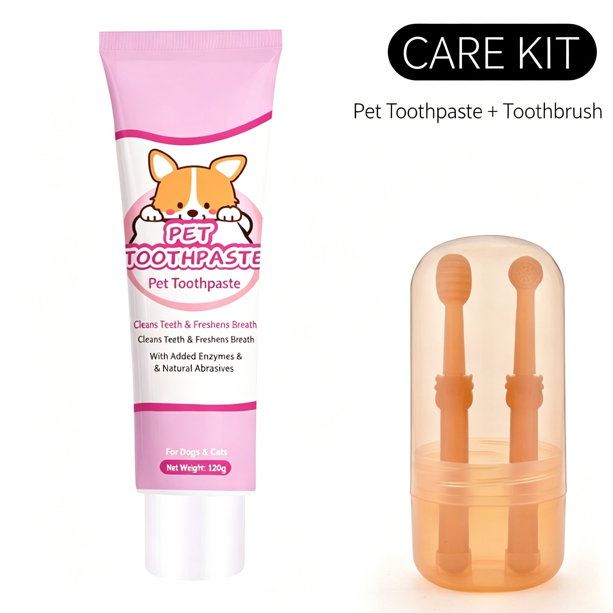 Pet toothbrush and toothpaste set